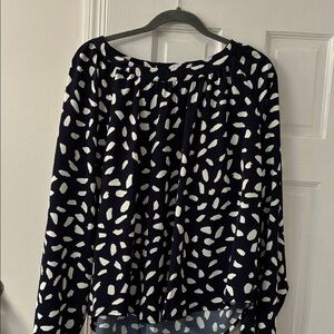 Umgee Navy and White Abstract Blouse
